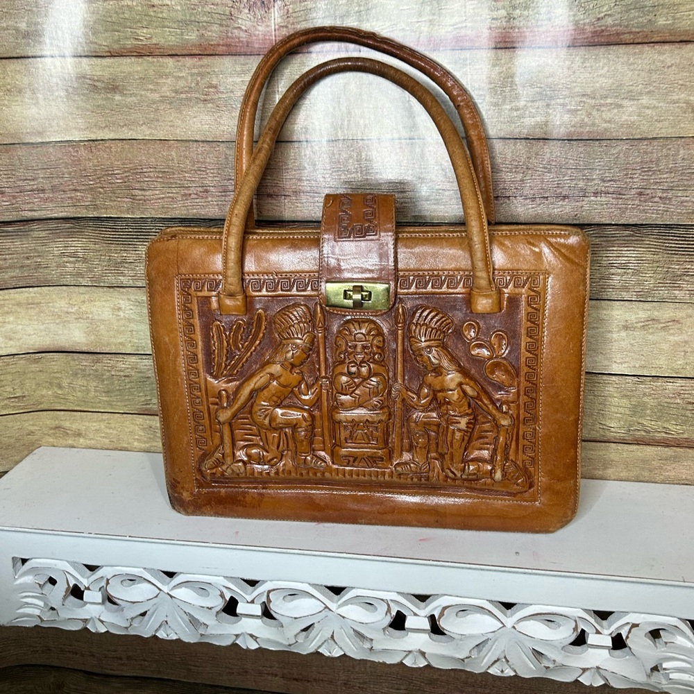 VINTAGE 1980’s Mexican Leather Handbag Purse